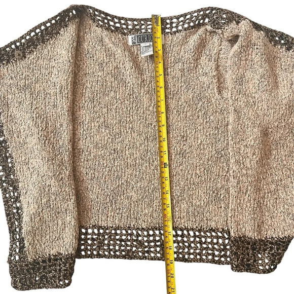 Curio Vintage Boucle Knit Brown Beige Cardigan Sweater - Picture 12 of 13